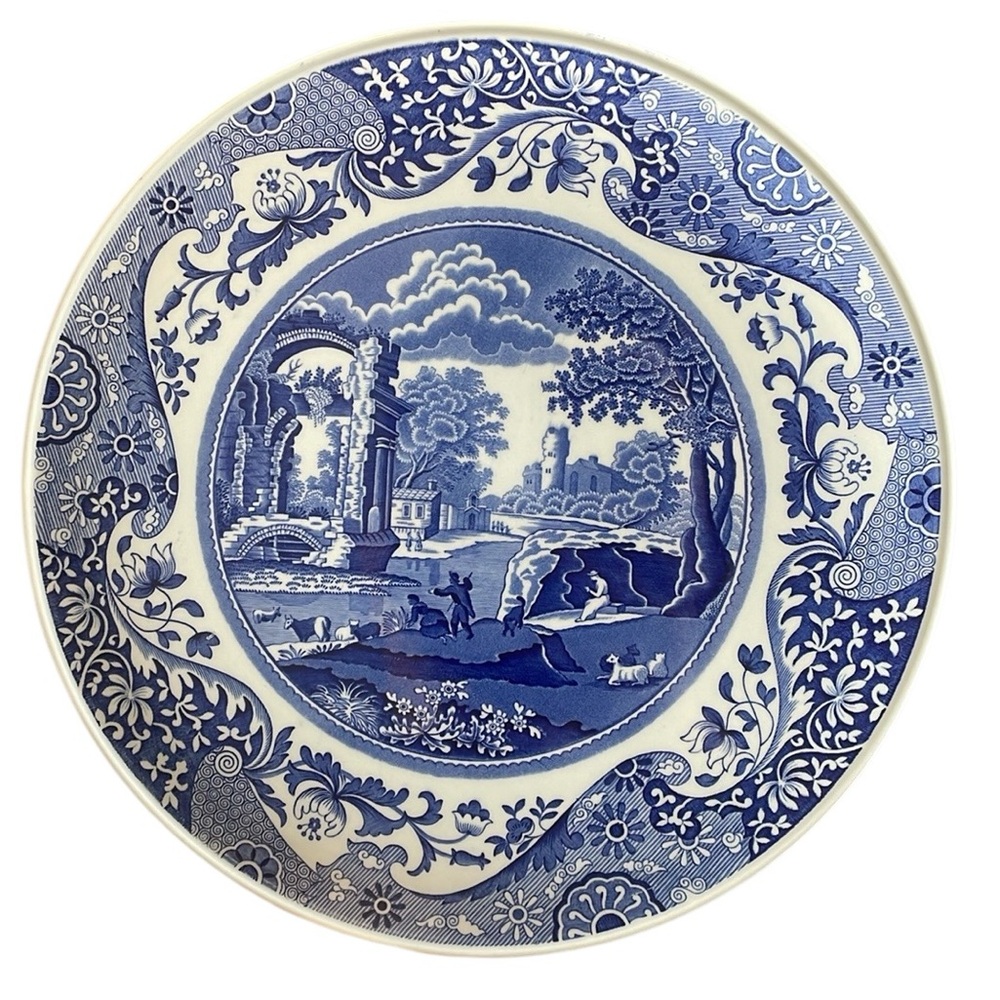 Vintage Spode England "Italian" Pattern Large 11.5" Cake Plate Earthenware